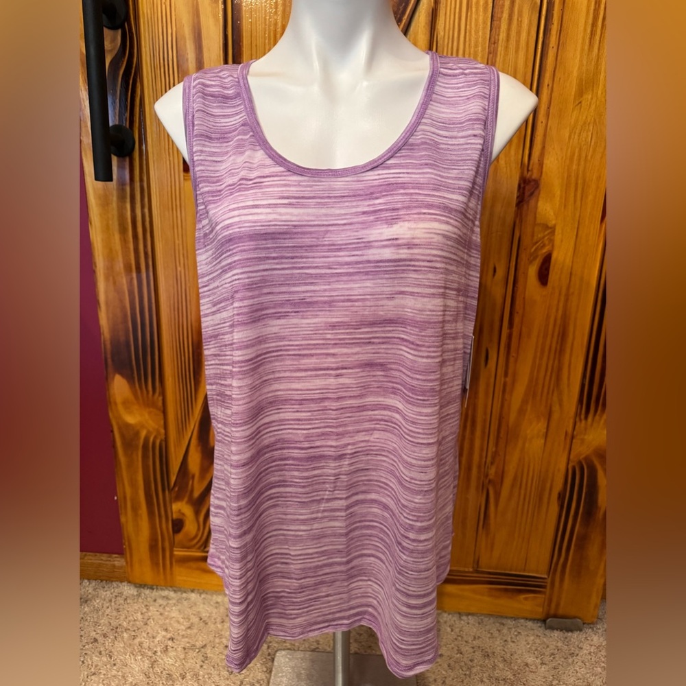 LuLaRoe Purple and White Relaxed Sleeveless Tank Top